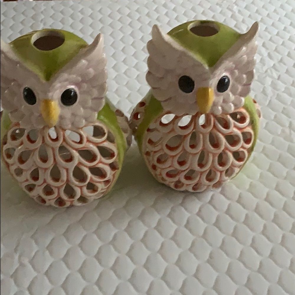 Green Owl Candleholder 